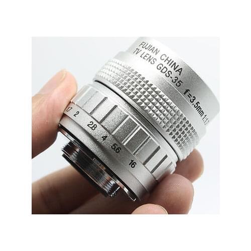 35mm F1.7 CCTV Lens for E-P3 E-P2 E-PL3 E-PL2 E-PL1 GF3 GF2 GH2 G2 G3 C Mount SILVER Macro Close Up lens