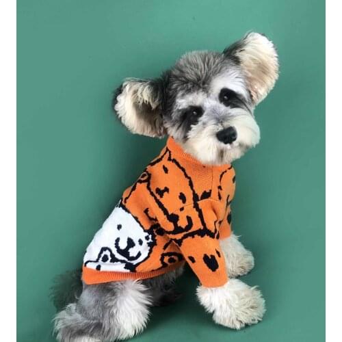 Schnauzer Adorable Puppy Sweater,Warm Dog Clothes,Cute Dog Jumpers Homewear Teddy Pug Bulldog Chihuahua Cartoon Printed Sweater