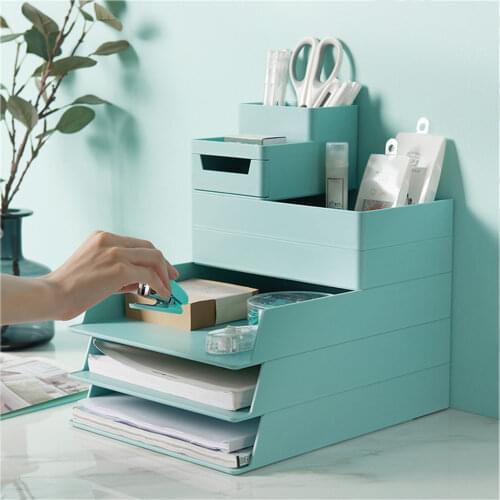 Office Desktop Organizer A4 Paper Drawer Storage Box Stackable File Cabinet Pen Holder Document Case Holder A4 Size Storage Box