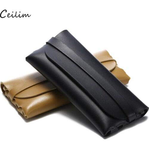 Portable Faux Leather Case for Sunglasses Fashion Black Glasses Box Cover Women Eyewear Accessoroes