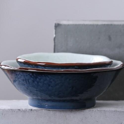 European-style tableware tall stone grain bowl rice bowl household soup bowl creative restaurant ceramic bowl instant noodle bow
