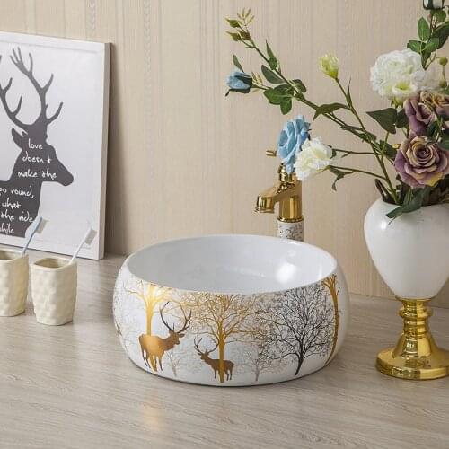 Bathroom Simple Platform Basin Oval Square Ceramic Hand Washing Sink Art Basin Wash Basin Wash Basin Balcony Bathroom Sinks