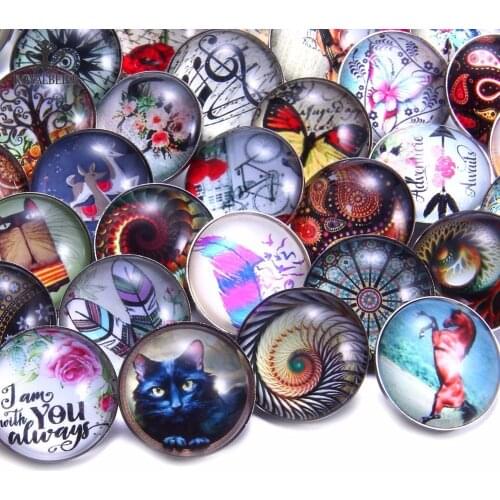 Royalbeier 10 or 20pcs Mixed Color Snap Button Jewelry 18mm Glass Charms Black Cat Beads Fit Snap Bracelet Snap Jewelry