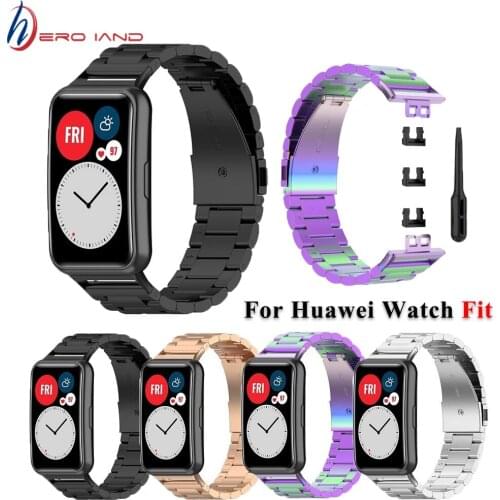 Replacement Metal Bracelet for Huawei Fit Watchband Stainless Steel Wrist Strap Band for HUAWEI Watch Fit Correa Accessories