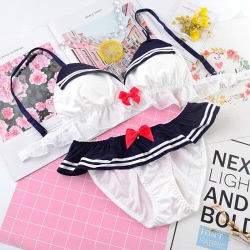 SP&CITY Japan Lolita Bow Cosplay Sexy Bras Set Women Soft Bow Bra Seamless Cute Strawberry Bralette Sexy Lingerie Underwear