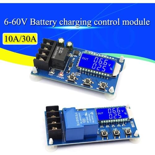 10A 30A 6-60V Lead-acid Solar Storage Battery Charger Control Module Digital Overcharge Protection Control Switch LED indicator
