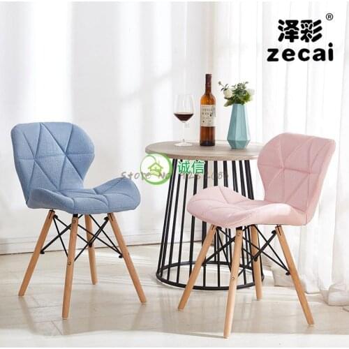 Fabric solid wood chair modern minimalist backrest nordic dining chair milk tea shop makeup stool net red chair