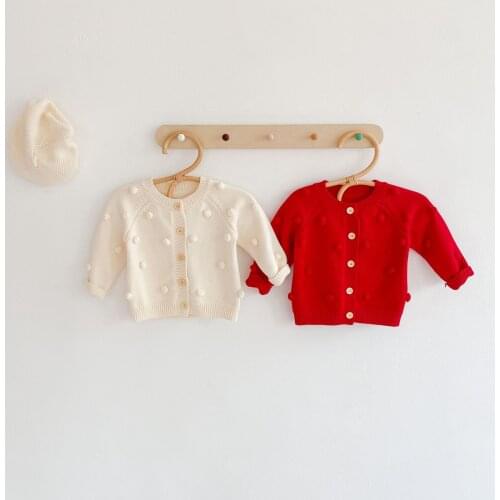 Auutmn and Spring New Baby Girls Solid Color Knit Cardigan