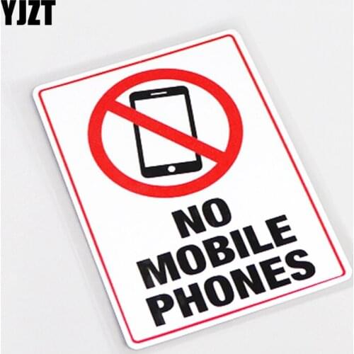 YJZT 8CM*11.2CM Warning Mark NO MOBILE PHONES Decal Decoration Car Sticker PVC 13-0337