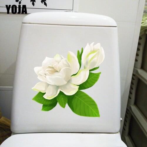 YOJA 24.8CM×25.9CM Fresh Gardenia Creative Toilet Decoration WC Accessories Home Wall Stickers T1-2653