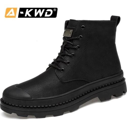 Winter Fur Leather Steel Toe Boots High Quality Boots Man Black Lace-up Men Shoes Winter Boots Keep Warm Army Shoes