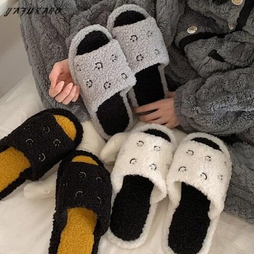 Winter Women House Slippers Plush Warm Flat Shoes Female Slip On Home Furry Ladies Slippers Couple Shoes Size 36-45 Wholesale