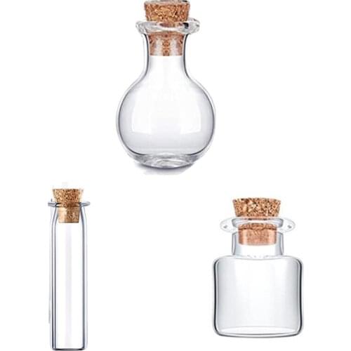 10Pcs Mini Glass Wishing Bottles with Cork Stoppers DIY Decoration Tiny Sample Jars Favors Small Vials Storage Container