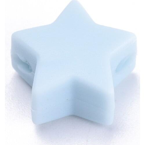 100PC Food Grade Eco-Friendly Silicone Beads Chewing Beads For Teethers, DIY Nursing Necklaces Making Star 14x13.5x8mm Hole: 2mm