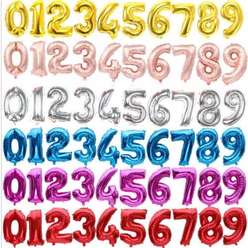 16 Inch Figure Digit Number Balloons Number Foil Balloon For Wedding Decoration Happy Birthday Balloon Baby Shower