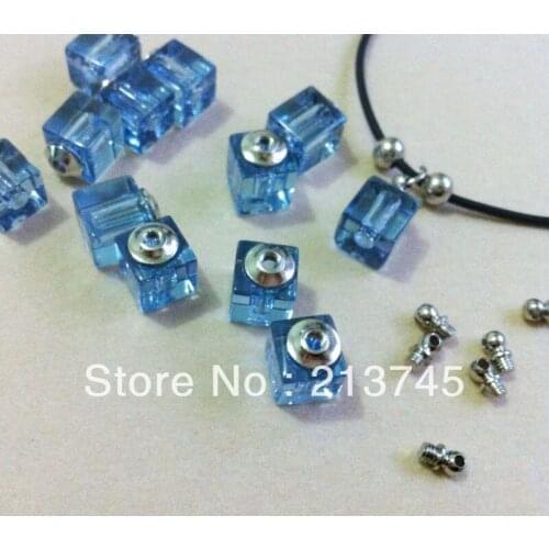 2013 Freeshipping!! Glass Vial Pendants Square shape blue Glass Jewelry vial Pendants Pefume pendant