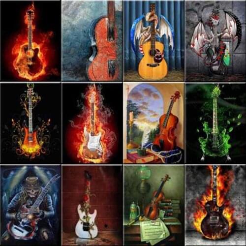 2019 new iamond mosaic full diamond embroidery beads Abstract guitar cross stitch square diamond painting unfinished kits fc306