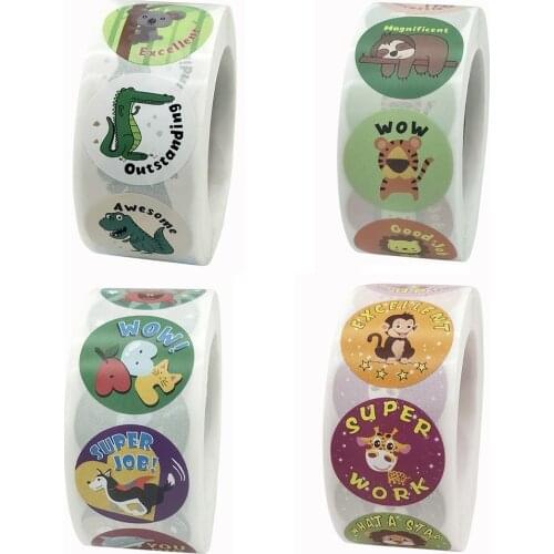 500pcs/roll Car Motorcycle Animals Stickers Cute Reward Decals Notebook Laptop Cartoon Sticker Kids Classic Toys Bike Stickers