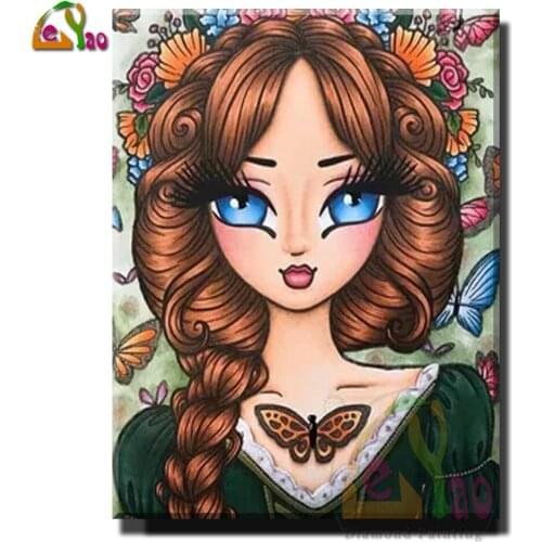 5d Diamond Painting Butterfly Fairy Diamond Embroidery Big Eyes Cartoon Girl Mosaic Art Picture Of Rhinestones Gift Home Decor