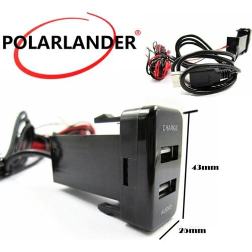 Hot For Honda Socket Dashboard 12V Dual USB Audio output Ports phone Car Charger 5V 2.1A USB Car Charger