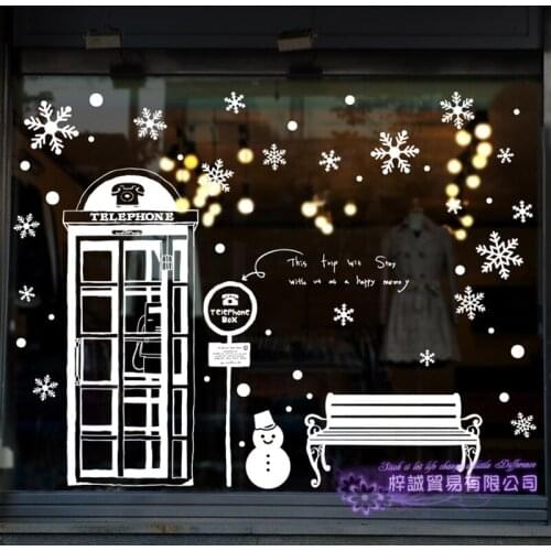 Large Christmas Sticker X mas Decal Posters Vinyl Wall Decals Decor Mural Glass Shop Window Home Decoration