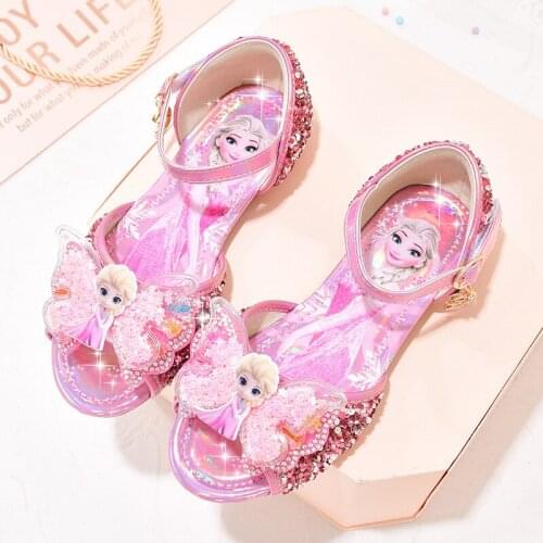 Disney Girls Sandals Summer Kids Baby Princess Shoes Soft Sole New Girl Shoes Children elsa Crystal Shoes
