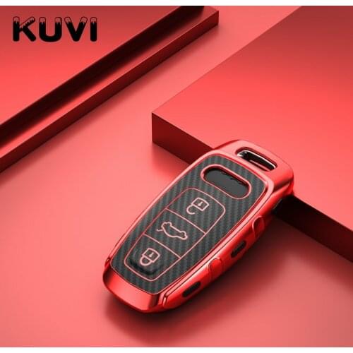 Carbon fiber Grain+Soft Tpu Key Case Cover For Audi A6 C8 A7 A8 2018 2019 Key Case