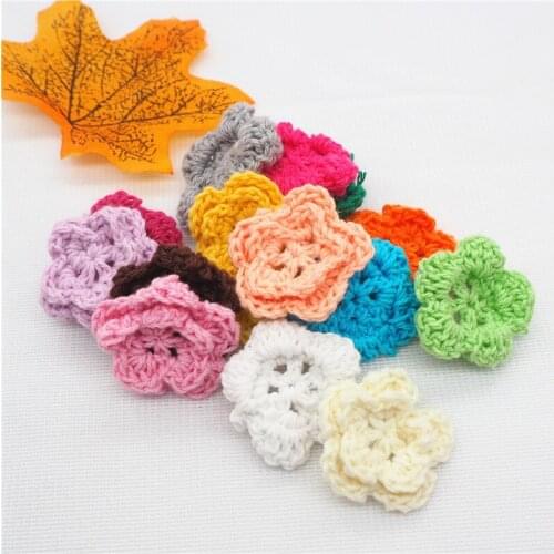 Chenkai 15pcs 28mm 100% Cotton Handmade Knitting Crochet Flowers DIY decoration Baby Pacifier Dummy Jewelry Sensory Toy Gifts