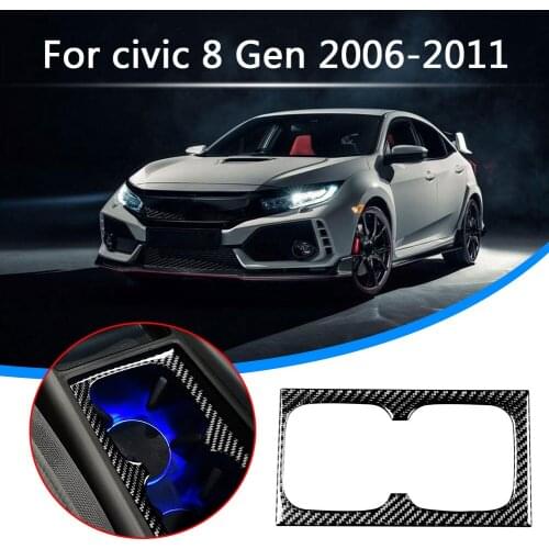 Car Panel Trim Sticker Decoration Real Carbon Fiber Console Cup Holder Sticker Decoration for Honda Civic 06-11
