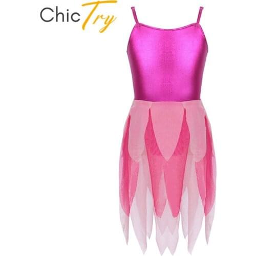 ChicTry Kids Teens Tulle Tutu Ballet Dress Gymnastics Leotard Child Girls Adjustable Straps Contemporary Lyrical Dance Costumes