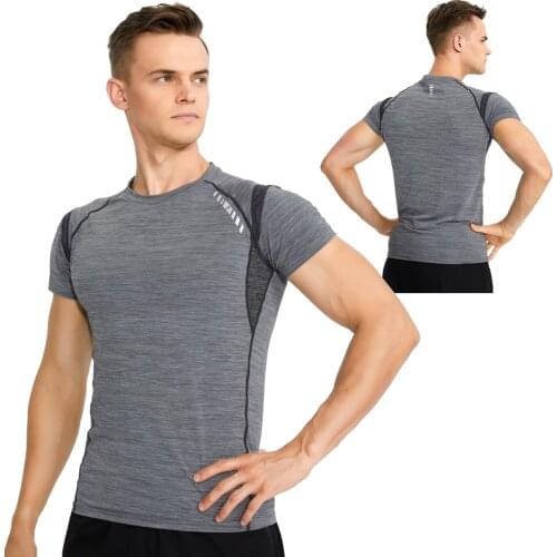 Muscle Shirts Men Quick Drying Short Sleeve Sport T Shirt Gym Clothing Fitness Coach Running Shirt Men Breathable Tight T-Shirt