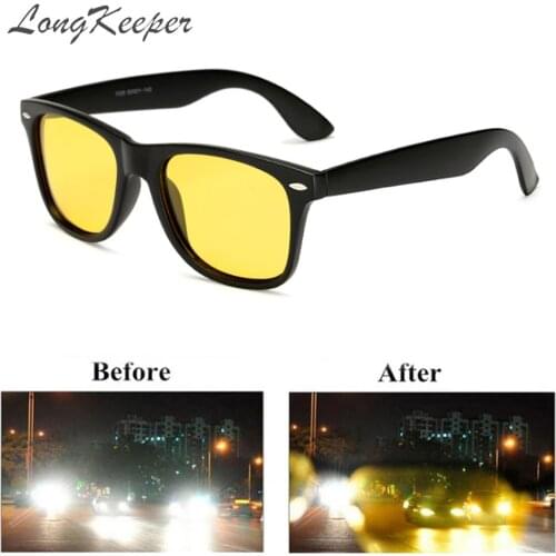 Classic Night Vision Square Glasses Men Women Yellow Lens Sun Glasses Anti Glare UV400 Safety Sport Driving Sunglasses Hombre