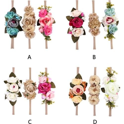 3pcs Newborn Kids Baby Girls Toddler Flower Headband Hair Accessories Headwear Fashion