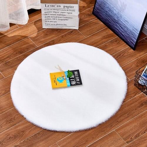 Round shape Rug Carpets for Living Room Decor Faux rabbit Fur Carpet Kids Room Long Plush Rugs Bedroom Shaggy Rug Modern Mat