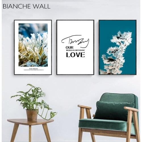 Ice Flower Plant Icing Detail Winter Arrival Poster Decorative Painting Canvas Wall Art Print Painting Nordic Decoration Picture