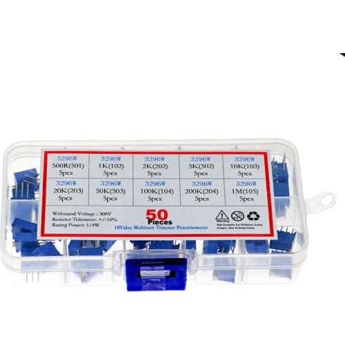 3296W Precision Adjustable Resistor Set Multi-turn Adjustable Potentiometer 10 kinds of resistance value/each 5pcs/50pcs