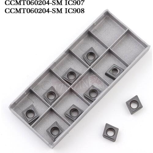 10PCS CCMT060204 CCMT060208 SM IC907 IC908 Carbide Insert Lathe Cutter Tool CNC Internal Turning Tool Blade Metal Cutting Tool