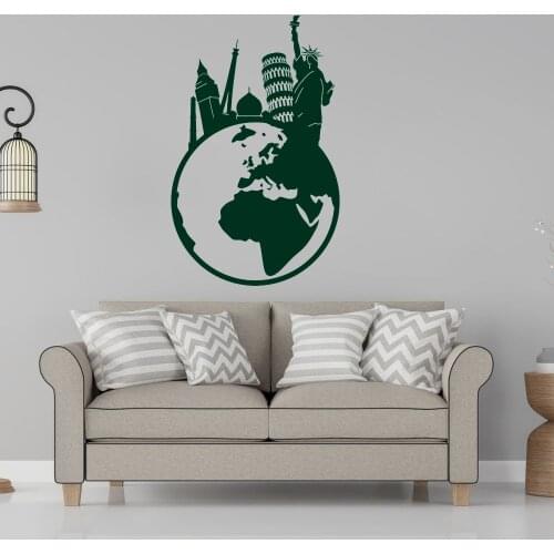 World Tourist Spot Wall Sticker Decal Geography Sticker Home And Bedroom Art Decoration A003046