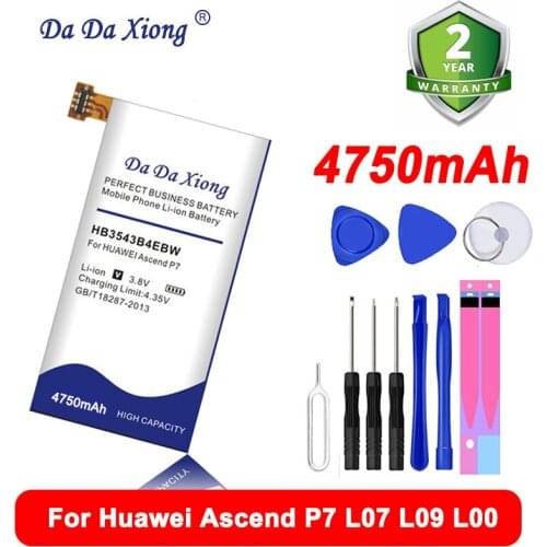 Original Da Da Xiong 4650mAh HB3543B4EBW Battery for Huawei Ascend P7 P7-L07 L09 L00 L10 L05 L11 phone battery