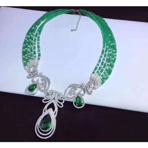 6rows Freshwater Pearl +green/blue/red agate round pendant Necklace 43-45cm wholesale for women xmas gift