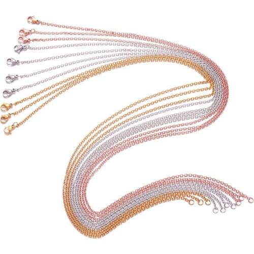 Pandahall 10pcs Stainless Steel Cable Chain Necklace Makings with Lobster Claw Clasps for Men Women DIY Crafts Jewelry Making