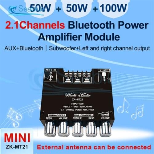 MT21 Bluetooth 5.0 Subwoofer Amplifier Board 2.1 Channel Power Audio Stereo Amplifier Tone Board Bass AMP AUX Power Amplifier