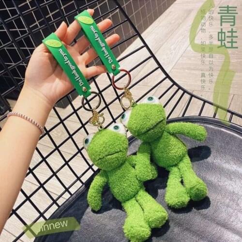 Cartoon Plush Frog Key Chain Cute Doll Keychain Wallet Mobile Phone Car Accessories Pendant Friend Doll Gift Wholesale