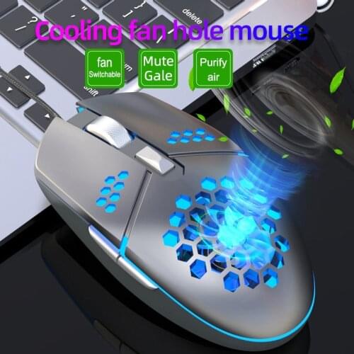 USB Wired Gaming Mouse With Cooling Fan Mechanical Feel Gamer Mouse Mice For Laptop Computer PC Gamer 2400DPI Gaming Mause Mice