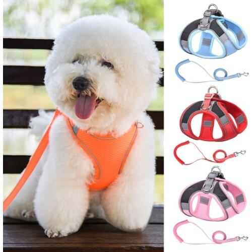 Pet Dog Harness and Leash Set Pets Adjustable Vest Walking Leads For Puppy Dogs Pet Breathable Mesh Chest Strap Pet Supplies
