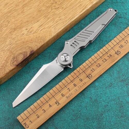 M390 Folding Knife TC4 Steel Blade Titanium Handle for Outdoor Hunting, Camping, EDC Tactical Survival Tool