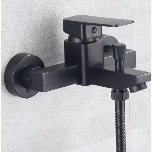 Bathtub Hot and Cold Mixing Water Faucet Sink Spray Double Shower Head Deck Mounted Basin Mixer Taps Home Improvement Drop Ship