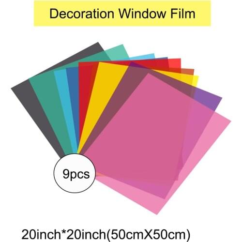 SUNICE Item Exhibition Decoration Glass Window film 9Color 50cmX50cm A Pack 9 Sheet DIY Festival Celebration Adhesive