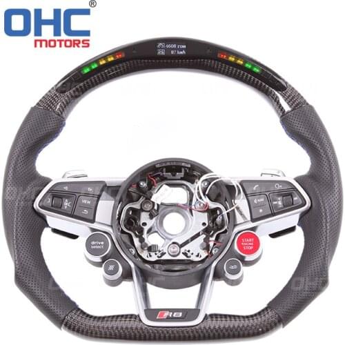LED Carbon Fiber Steering Wheel Compatible with Audi R8 TT TTS OHC MOTORS
