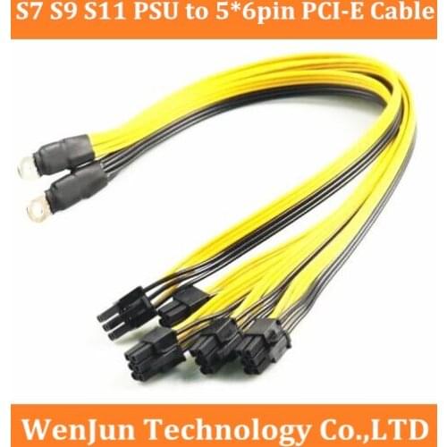 10pcs High Quality S7 S9 S11 2400W 2600W power supply to 5* 6pin PCI-E GPU Graphics Card Splitter Power Cable 20cm /30cm/40cm